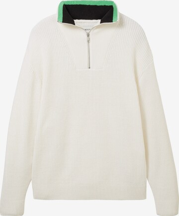 TOM TAILOR DENIM Sweater in White: front