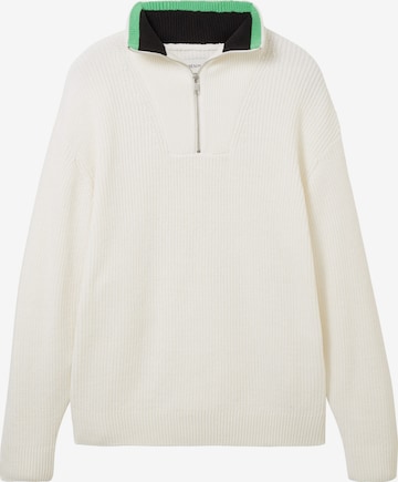 Pull-over TOM TAILOR DENIM en blanc : devant