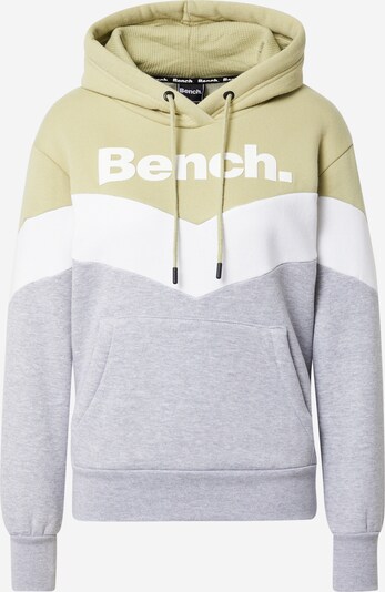 BENCH Sweatshirt 'TERESA' in graumeliert / oliv / weiß, Produktansicht