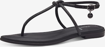 s.Oliver T-Bar Sandals in Black: front