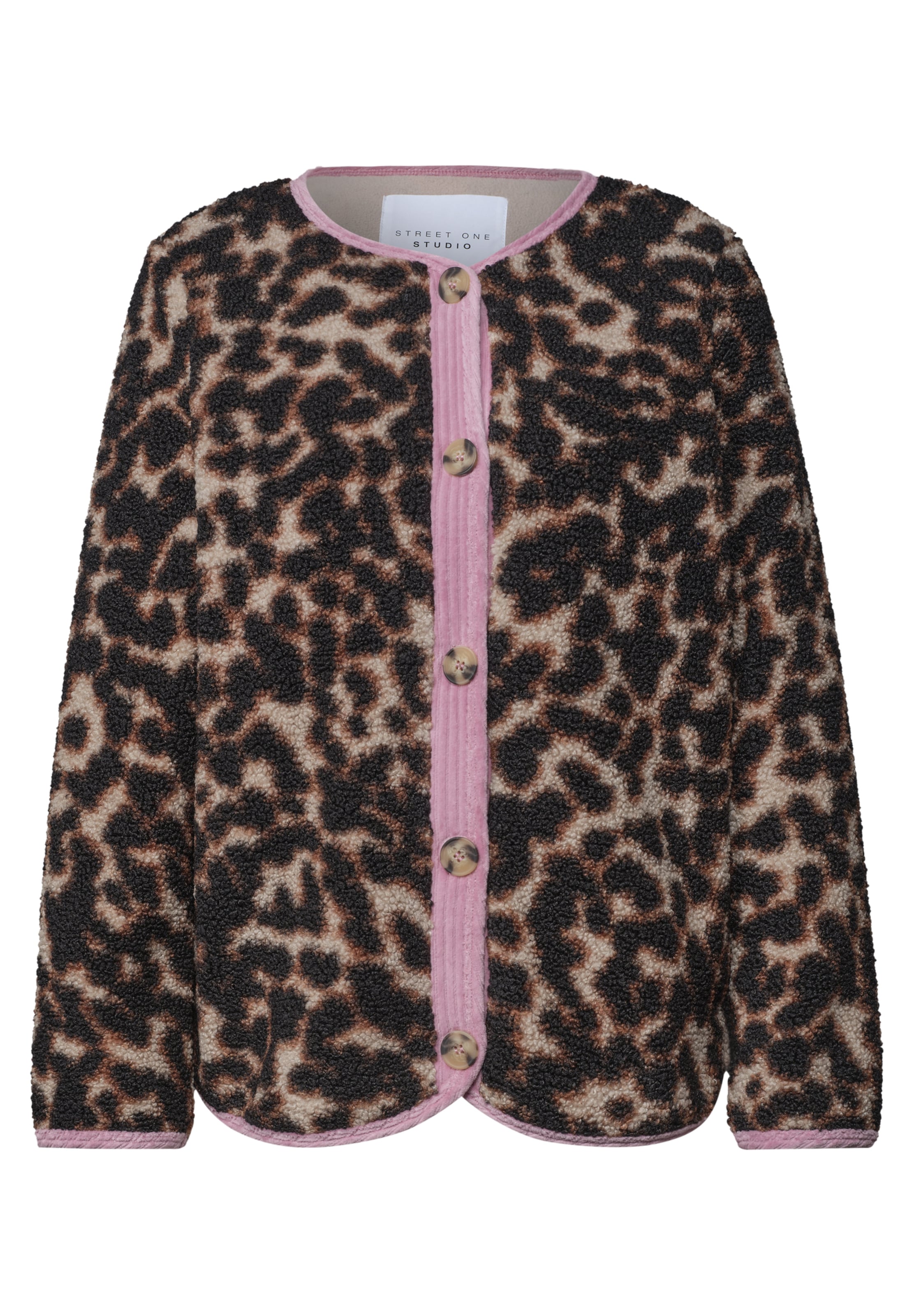 Street One Studio Teddy-Jacke mit Kontrastdetail in Braun: Vorderseite
