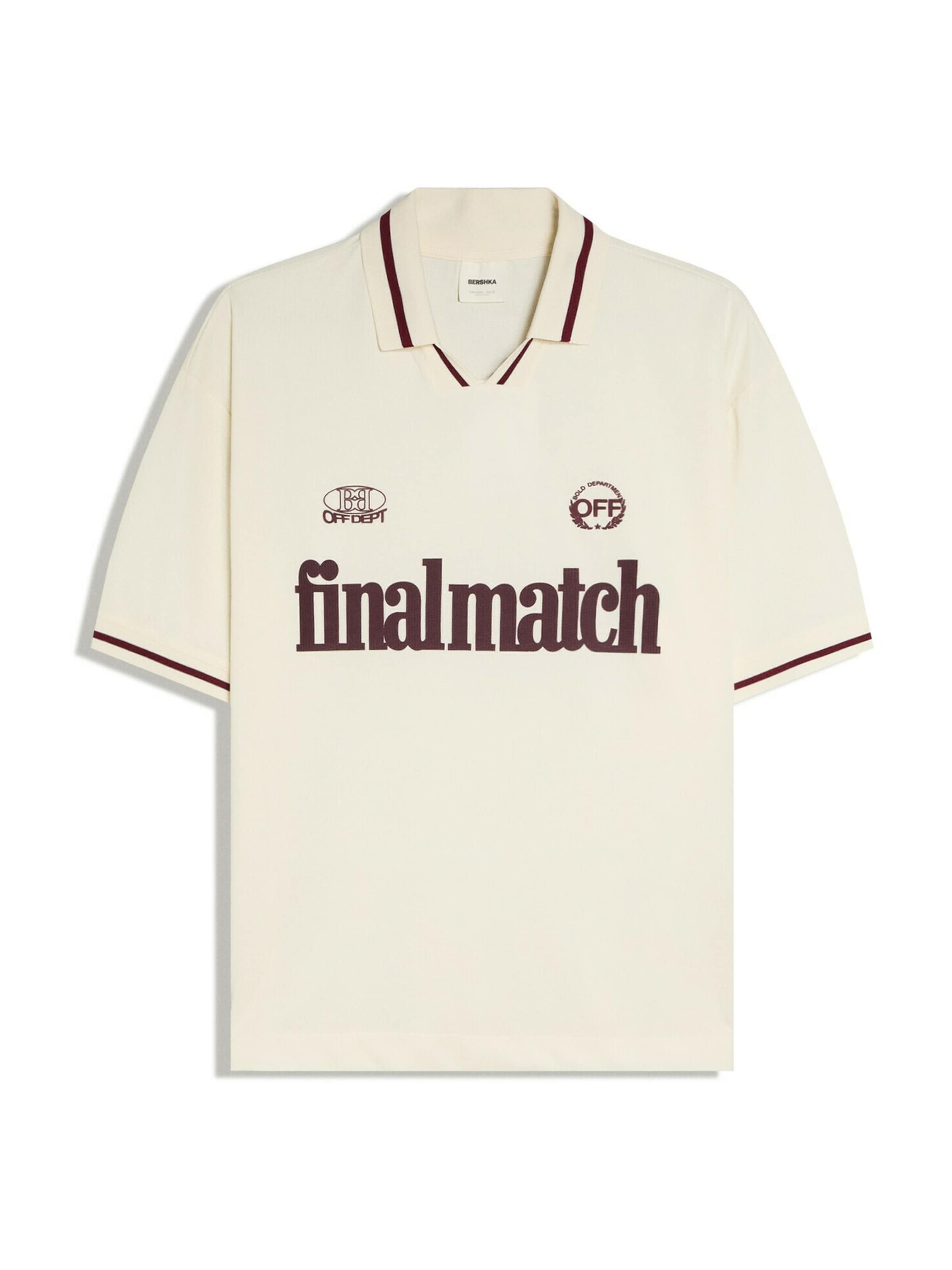 Bershka Тениска 'FINAL MATCH' в бежово: отпред