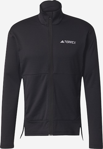 ADIDAS TERREX Athletic Fleece Jacket in Black: front