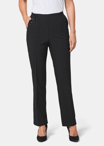 Goldner Regular Trousers with creases in Black: front