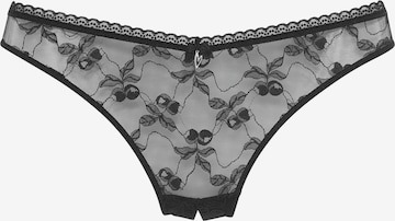 PETITE FLEUR GOLD Thong in Black: front