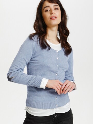 CULTURE Gebreid vest 'Annemarie' in Blauw: voorkant