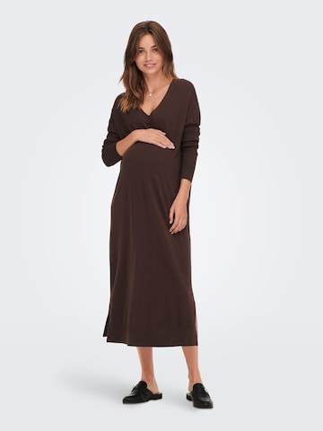 Only Maternity - Vestido de malha 'IBI' em castanho: frente