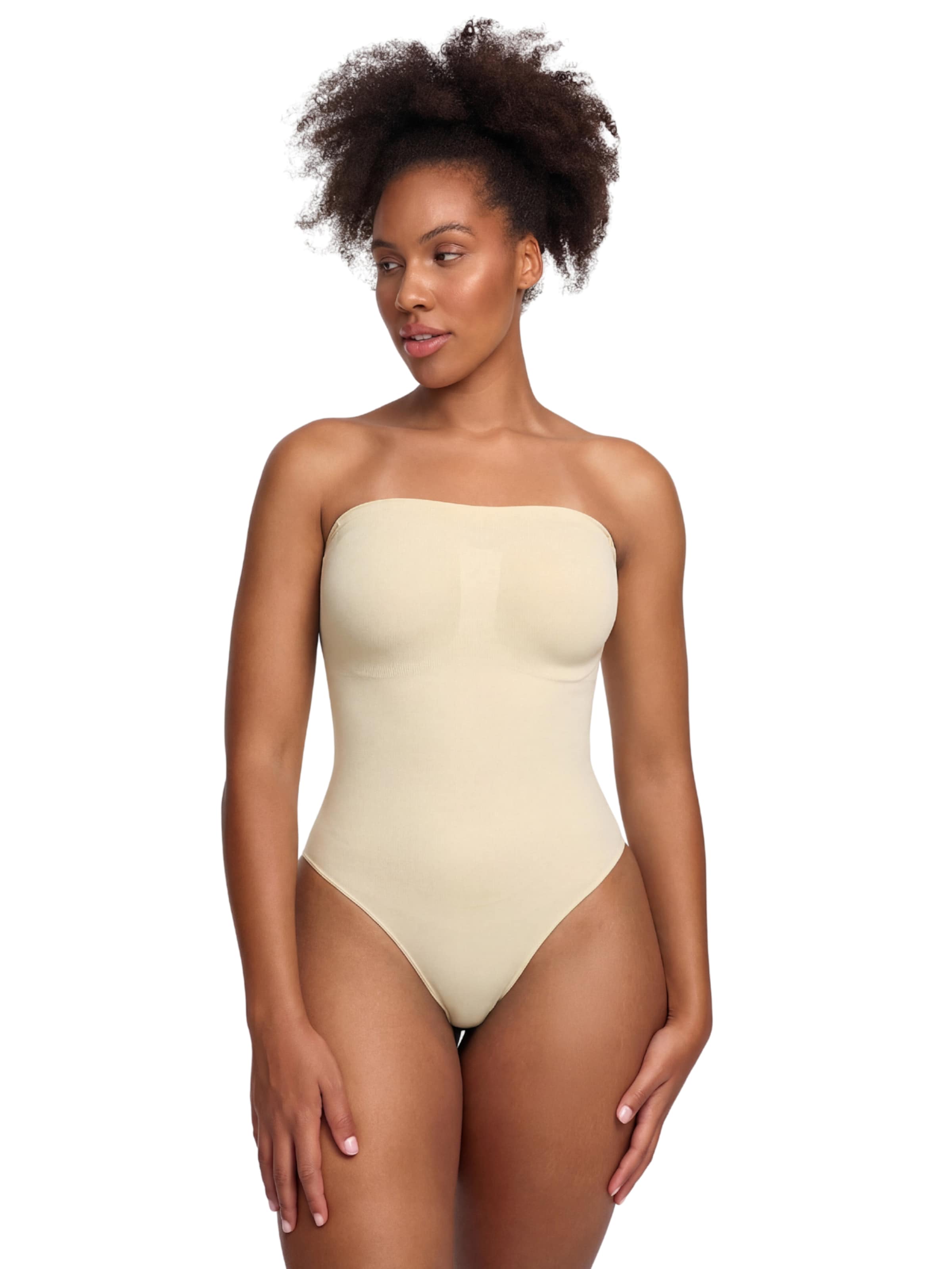 cfab (formerly creamy fabrics) Shaping Bodysuit 'Trägerloser Bodysuit Sculpting Shapewear mit String' in XS in natural white, Item view