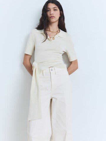 Wide Leg Jean à pince 'BEA' MANGO en blanc