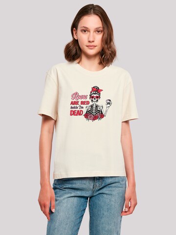 T-shirt 'Anti Valentinstag Roses Are Red' F4NT4STIC en beige : devant