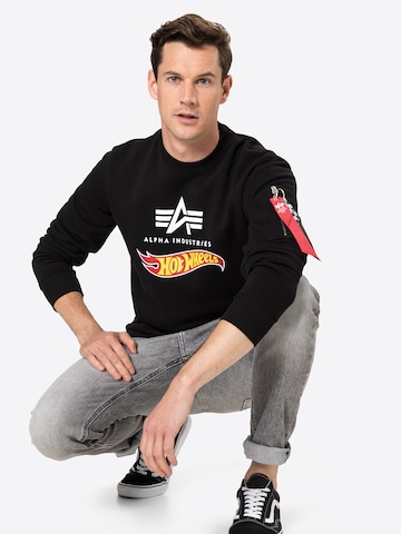 ALPHA INDUSTRIES Sweatshirt 'Hot Wheels Flag' in Schwarz