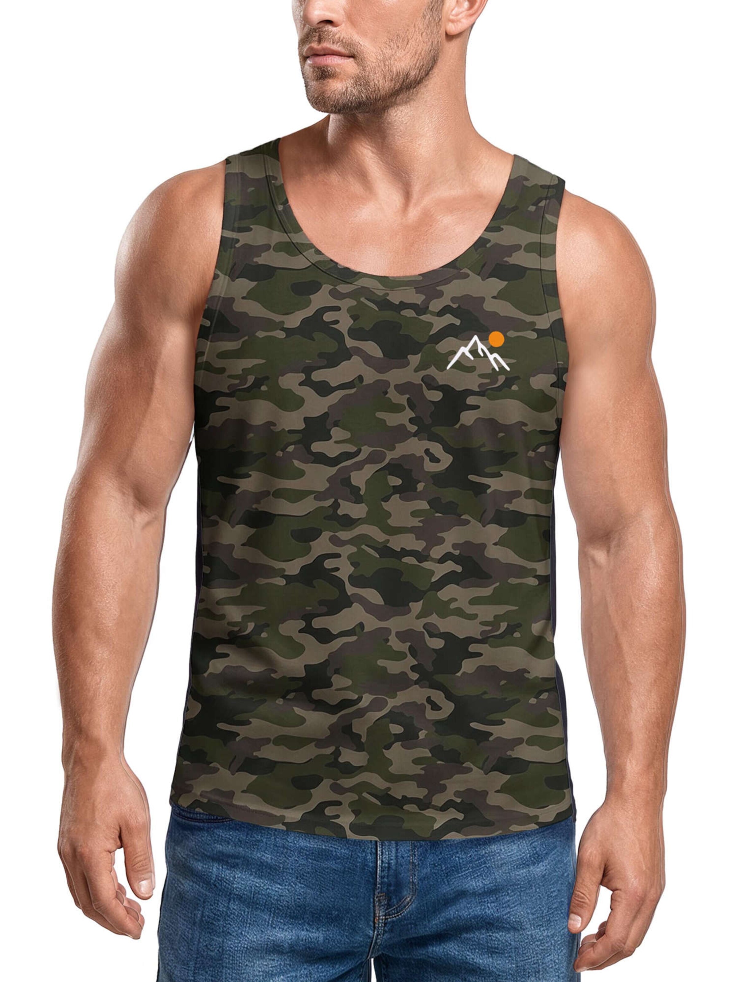 Neverless Shirt 'Mountain Sun' in Green: front