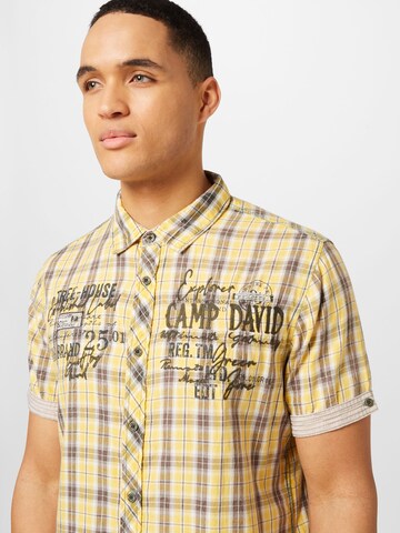 CAMP DAVID Regular fit Button Up Shirt 'Tree House' in Yellow