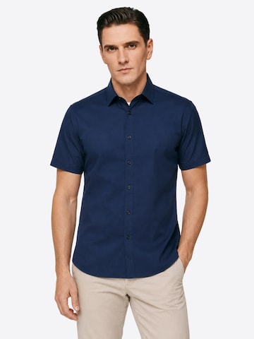ALLTHEMEN Regular fit Business Shirt 'Gelassenheit' in Blue: front