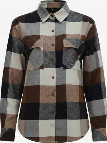 Radwa Blouse 'Radwa Women’s Plaid Flannel' in Bruin: voorkant
