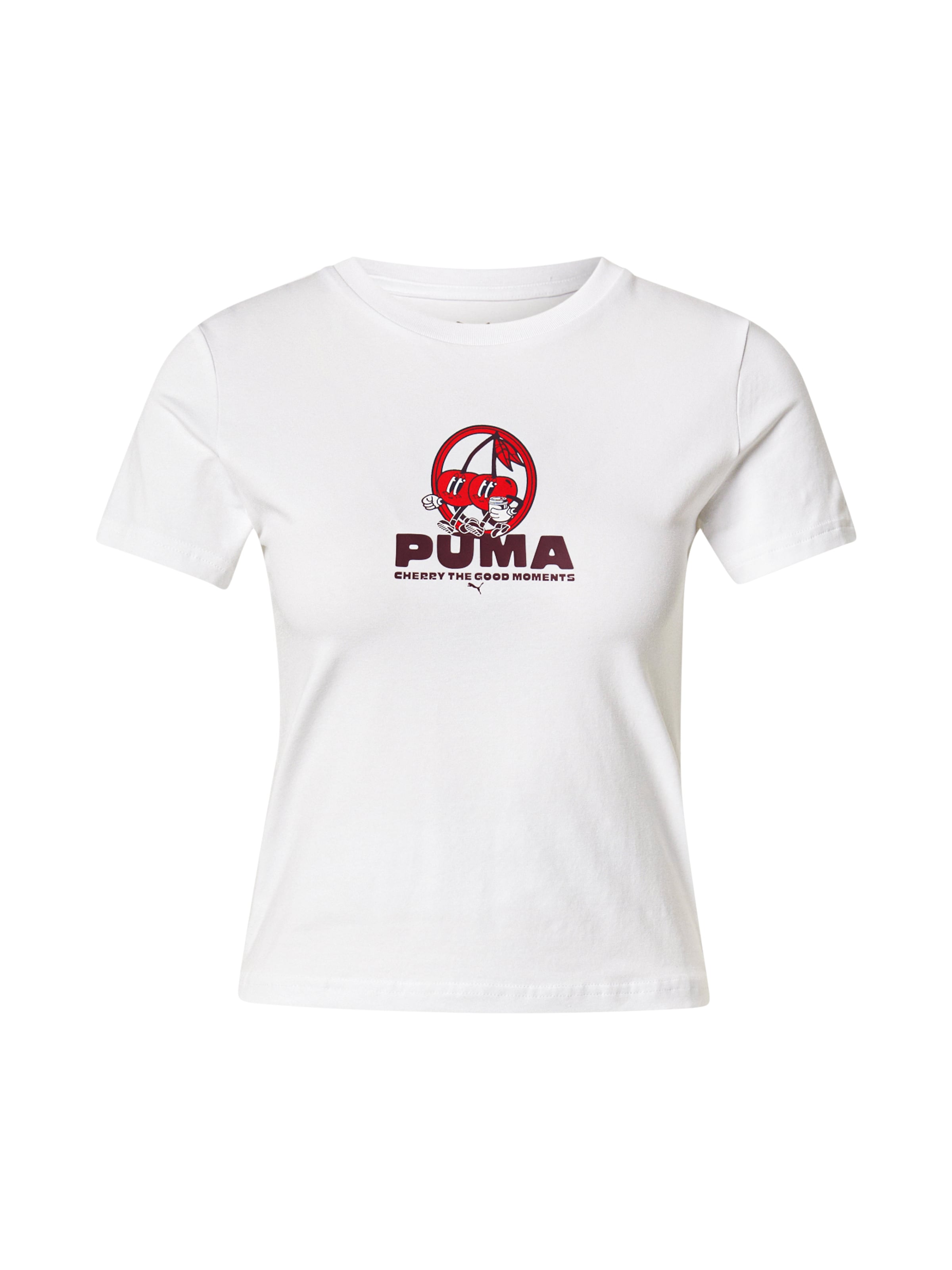 PUMA Тениска 'CHERRY THE MOMENT' в бяло: отпред