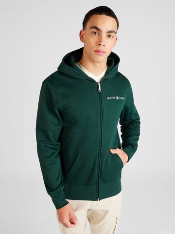 GANT - Sudadera con cremallera en verde: frente