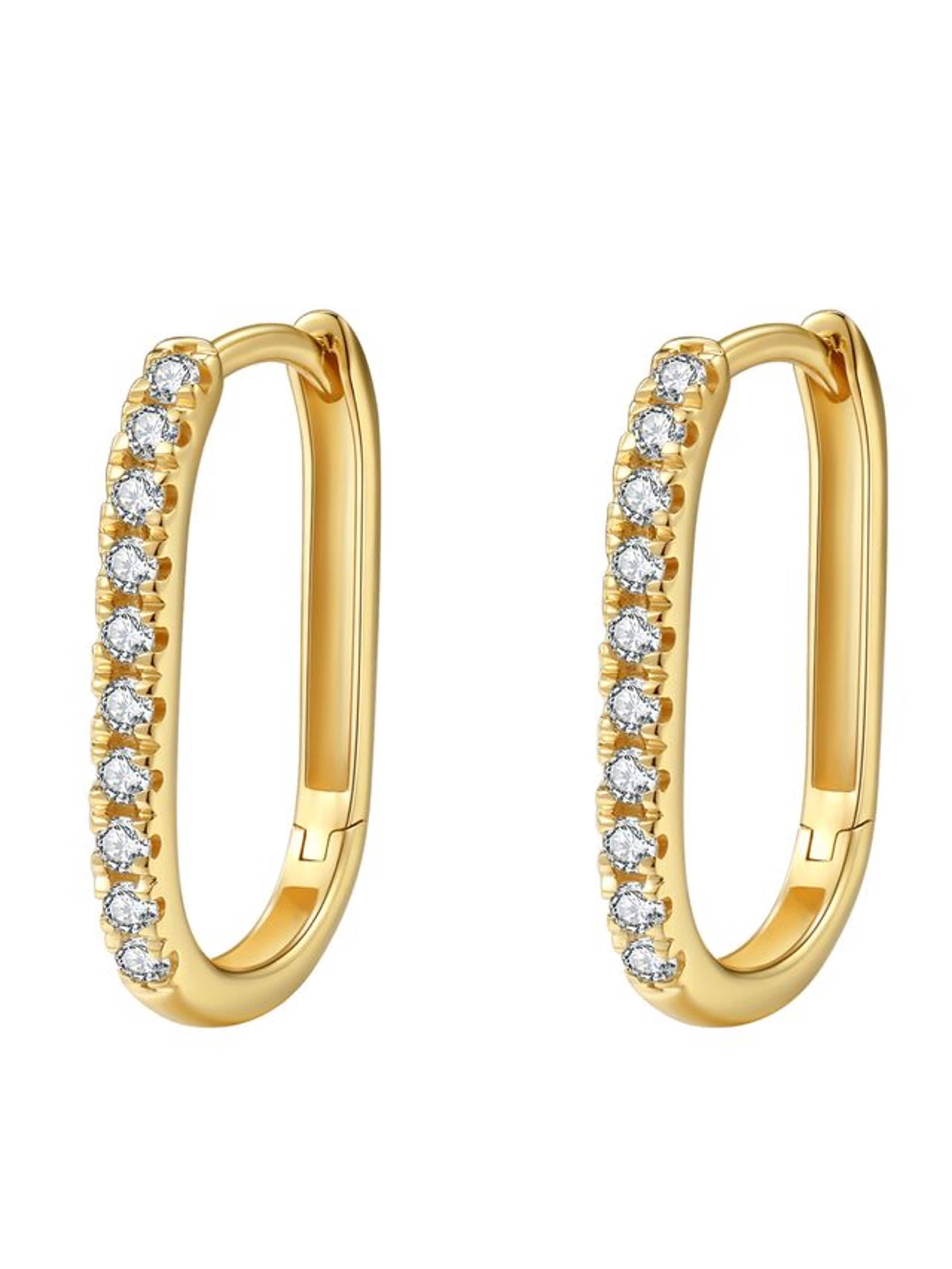 Orecchini 'Illuminated Oval' di Dear Me in oro: frontale