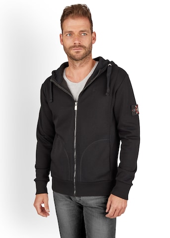 Steffen Klein Zip-Up Hoodie in Black: front