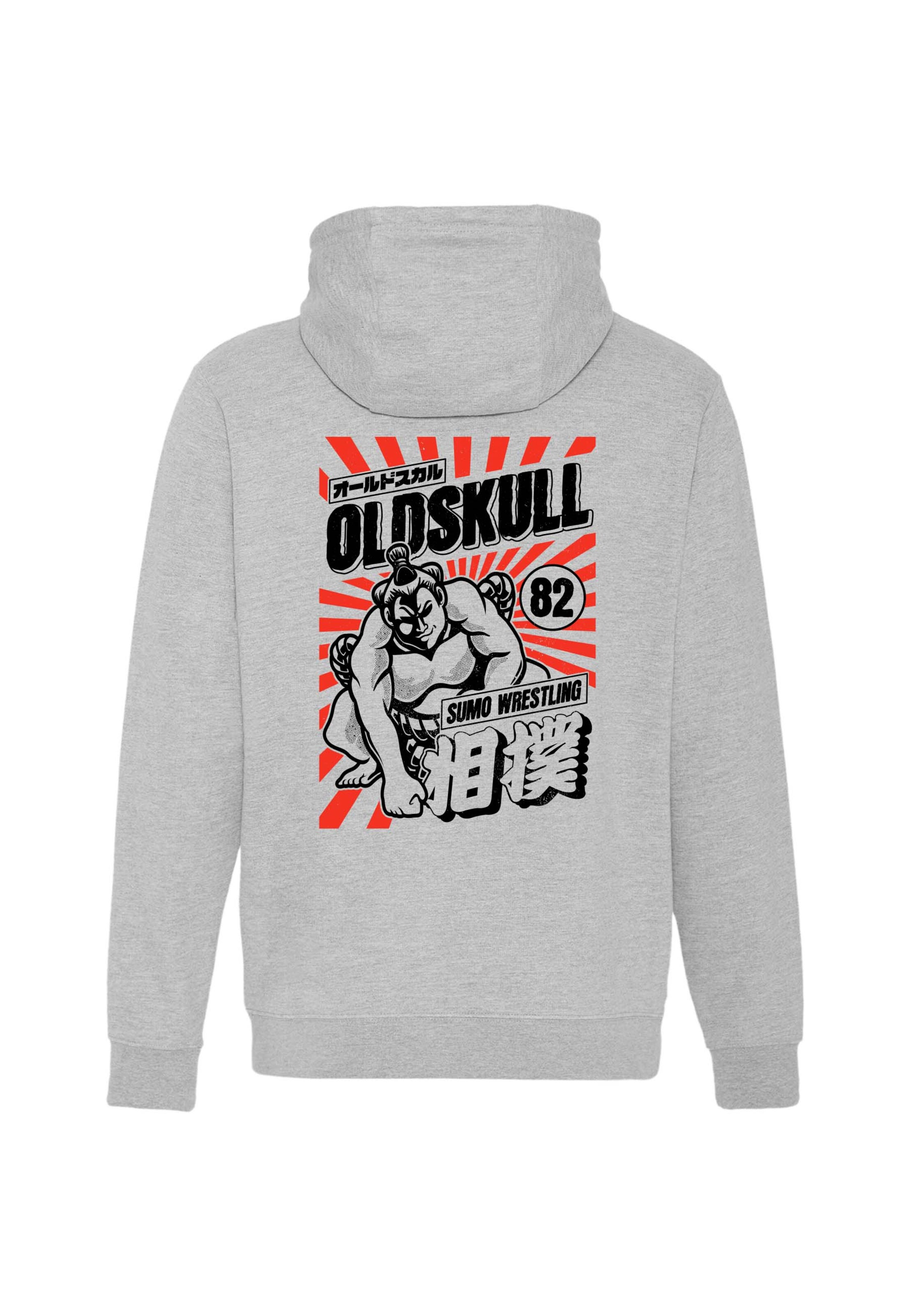Oldskull Sweatshirt 'ASIAN SUMO SENSATION' in Grijs: voorkant