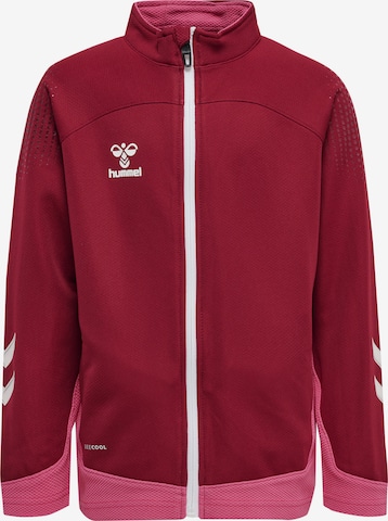 Hummel Athletic Zip-Up Hoodie 'Poly' in Red: front