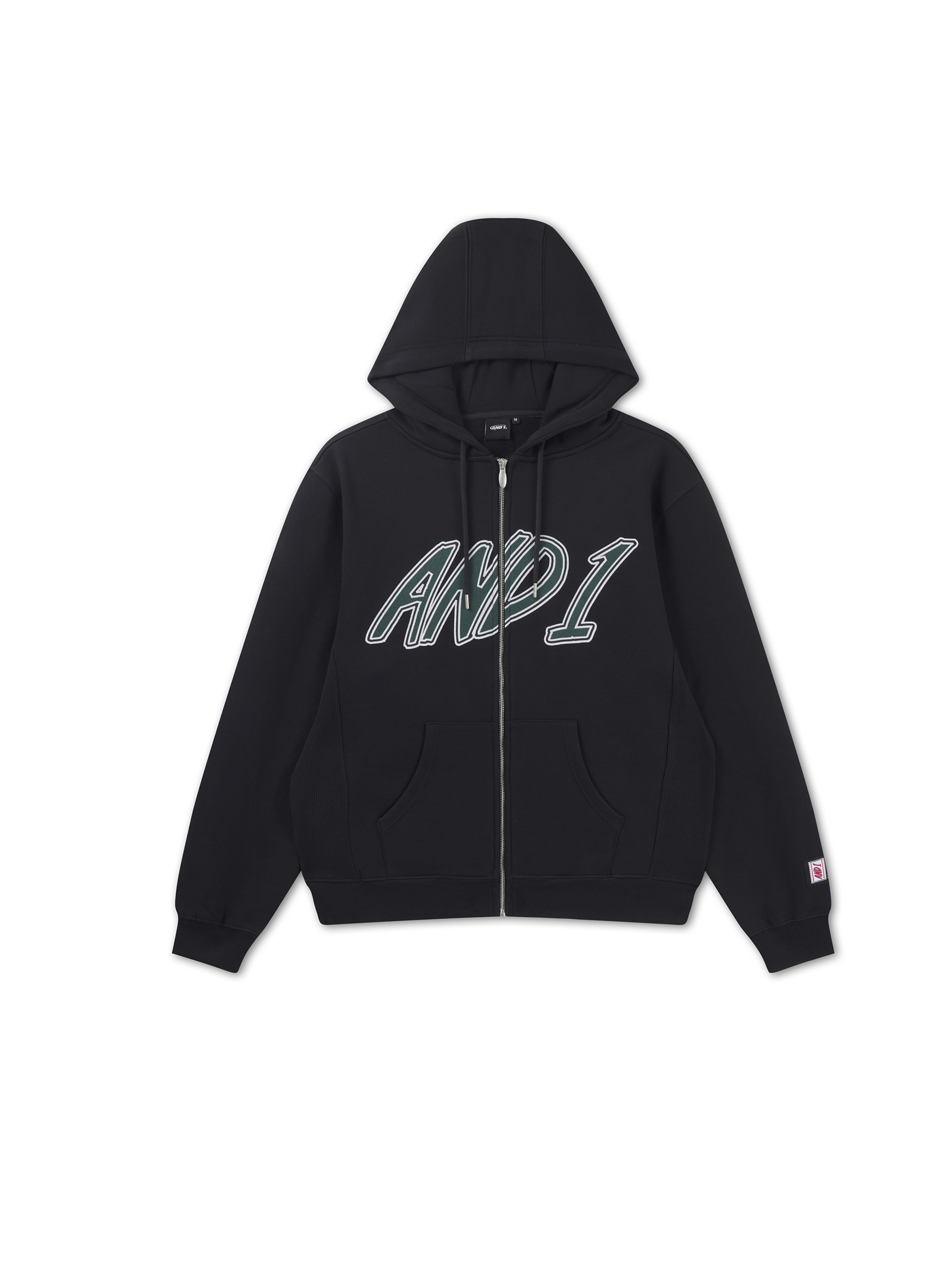 AND1 Zip-Up Hoodie in Black: front