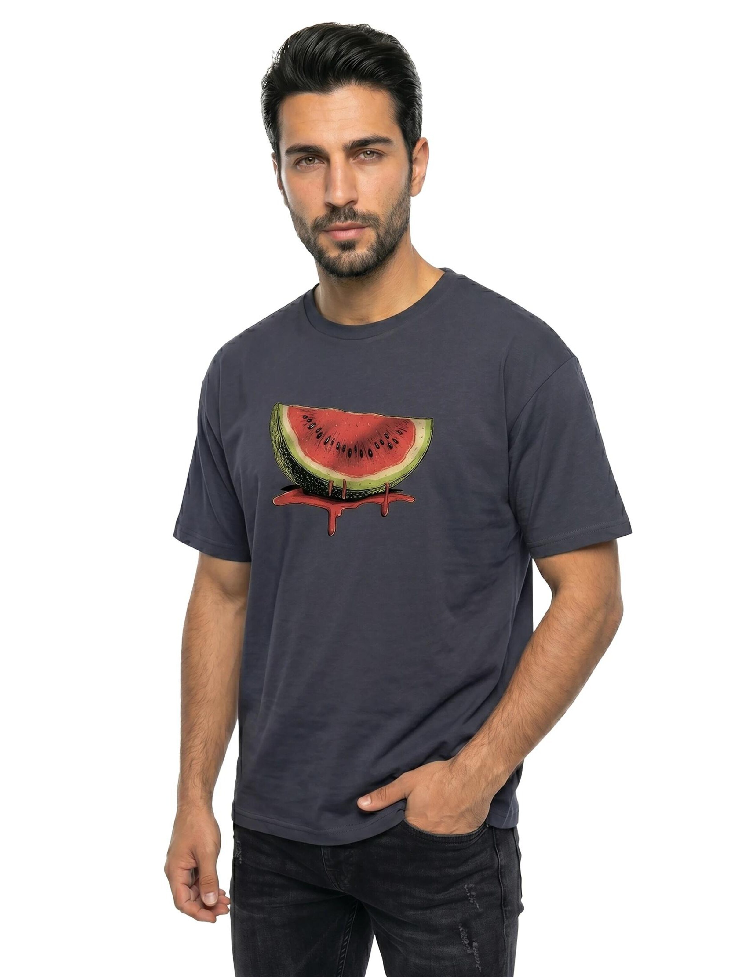 MAKAYA Shirt 'Watermelon' in Grey