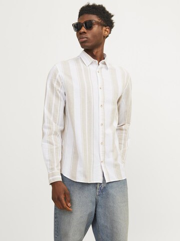 JACK & JONES Comfort fit Button Up Shirt 'JJESummer' in White: front