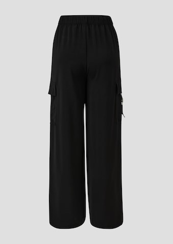 Wide Leg Pantalon cargo QS en noir