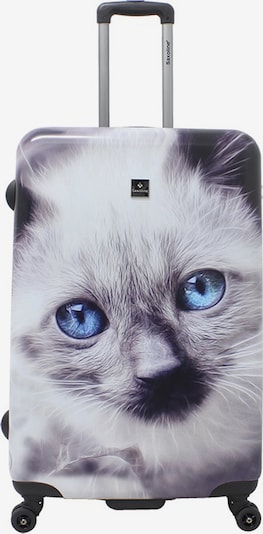 Saxoline Trolley 'White Cat' in blau / grau / schwarz / weiß, Produktansicht