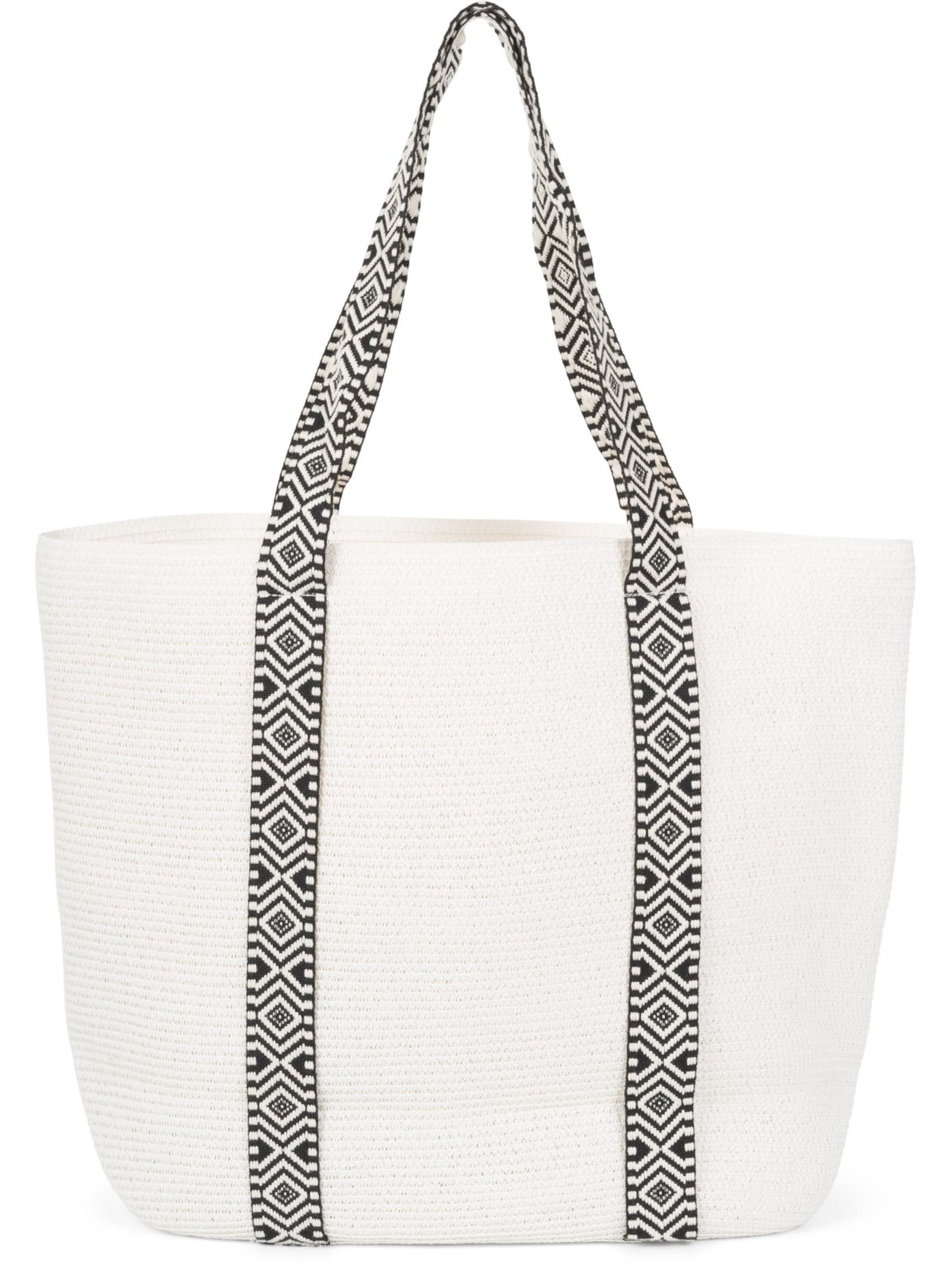 styleBREAKER Beach bag 'Papierstroh Strandtasche Azteken Muster' in White, Item view