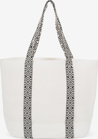 styleBREAKER Beach bag 'Papierstroh Strandtasche Azteken Muster' in White: front