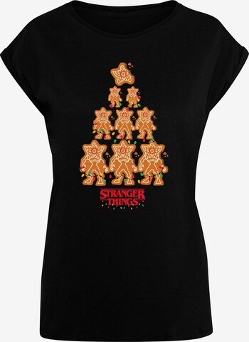 ABSOLUTE CULT Shirt 'Stranger Things - Gingerbread' in Zwart: voorkant