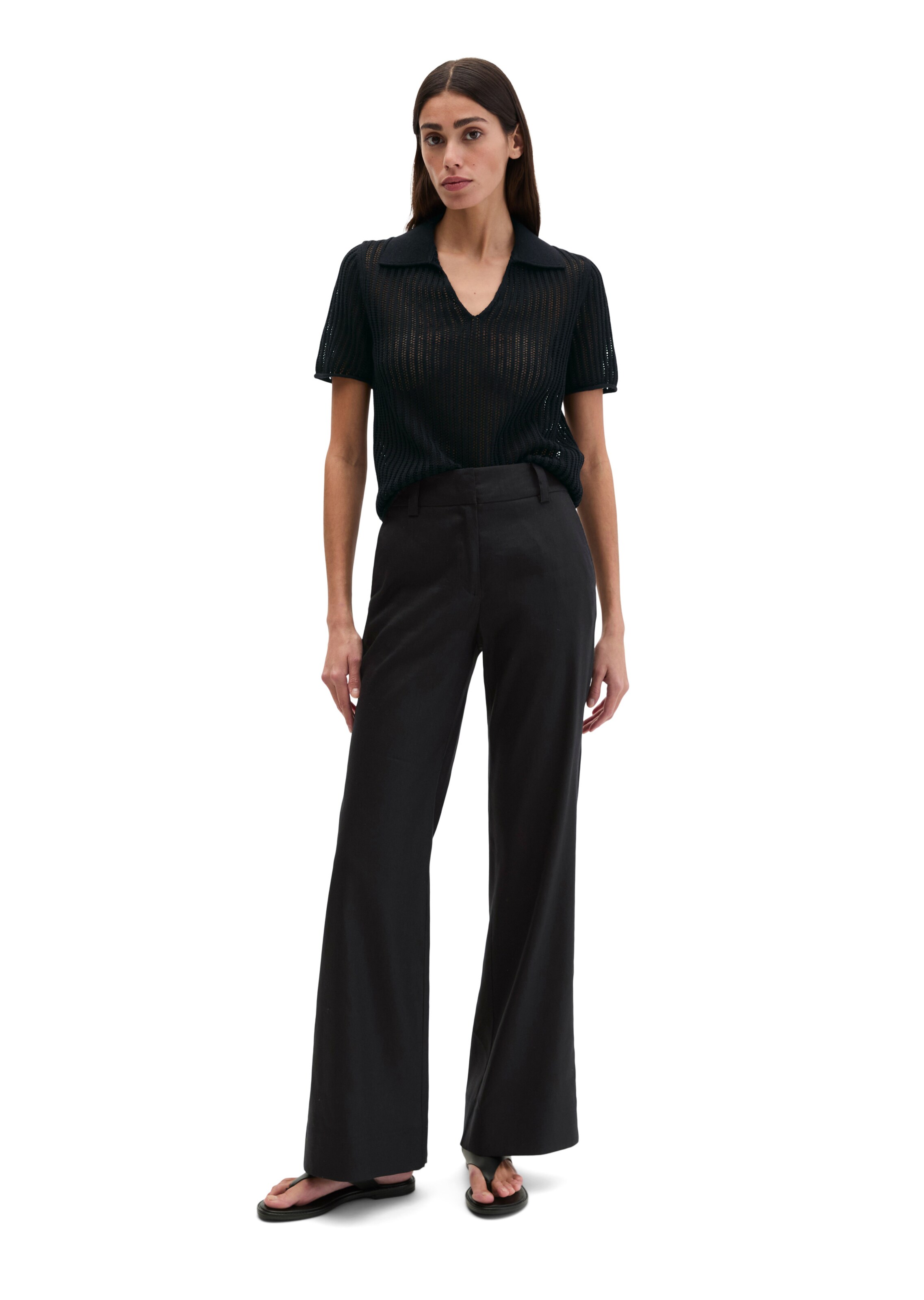 Marc O'Polo Regular Chino in Zwart: voorkant