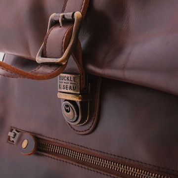 Buckle & Seam Laptop Bag in Brown