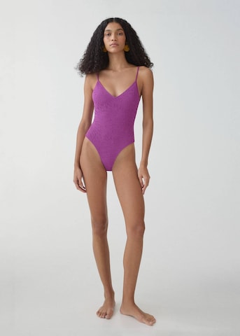 MANGO Triangle Swimsuit 'Samos' in Purple
