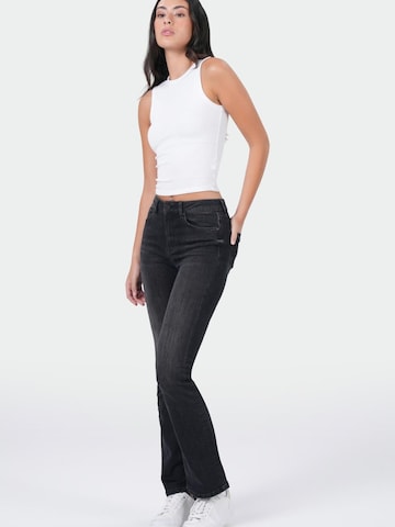 M.O.D MIRACLE OF DENIM - Acampanado Vaquero en negro: frente