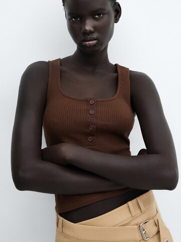 MANGO Knitted Top 'WALNUT' in Brown