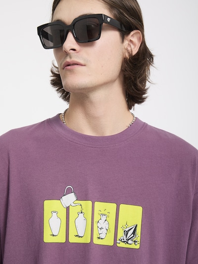 Volcom T-Shirt 'Before I Break' in XS in limone / mauve / schwarz / offwhite, Produktansicht