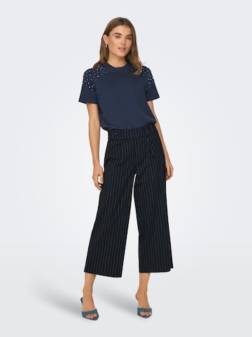 ONLY Wide leg Bandplooibroek 'DAMIE' in Blauw