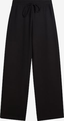 BershkaWide Leg/ Široke nogavice Hlače - crna boja: prednji dio