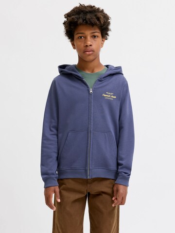 Jack & Jones Junior Кофта на молнии 'JORNORREBRO TYPO' в Синий: спереди