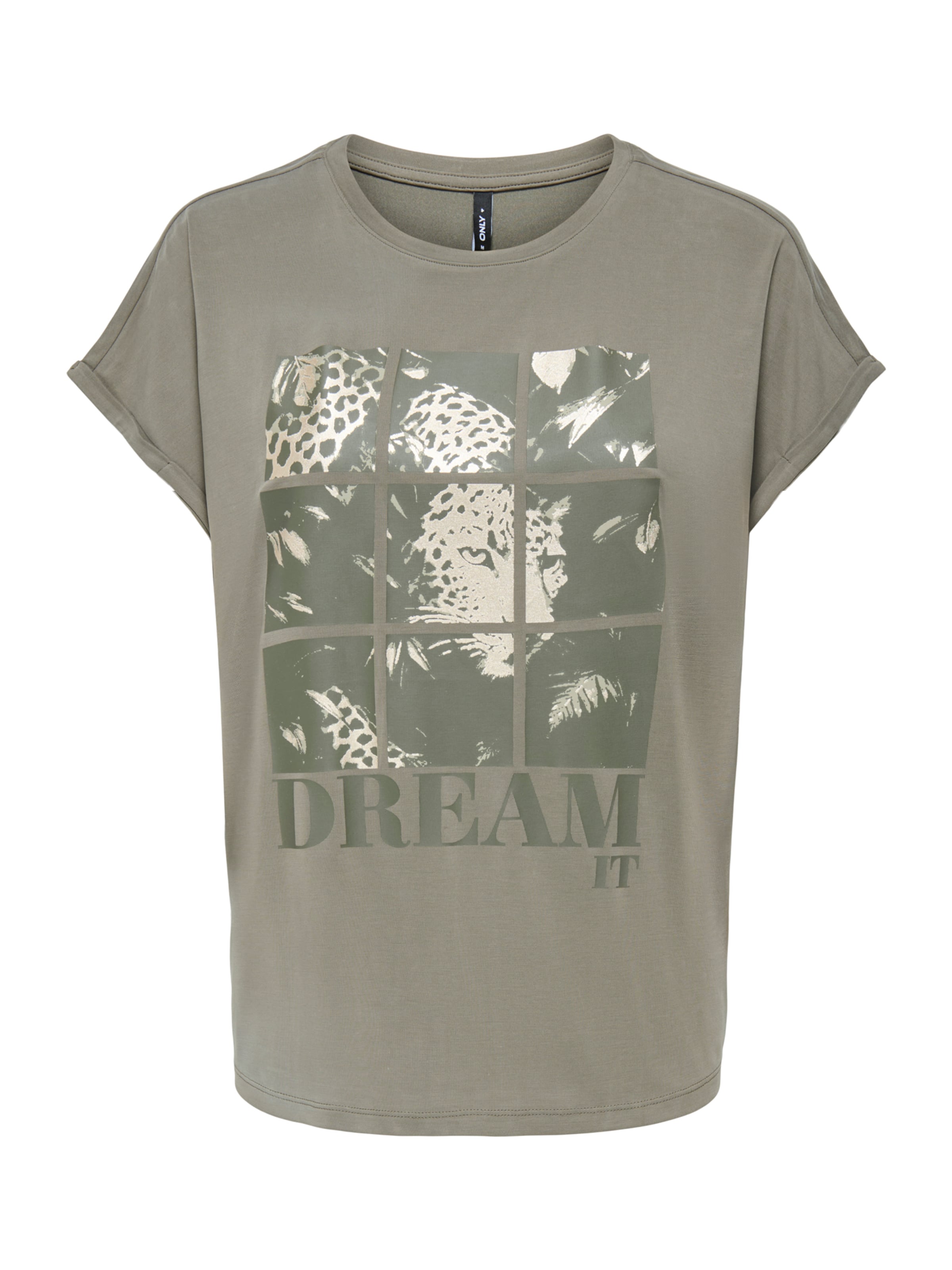 ONLY T-Shirt 'ONLFREE NEW' in creme / khaki / oliv, Produktansicht