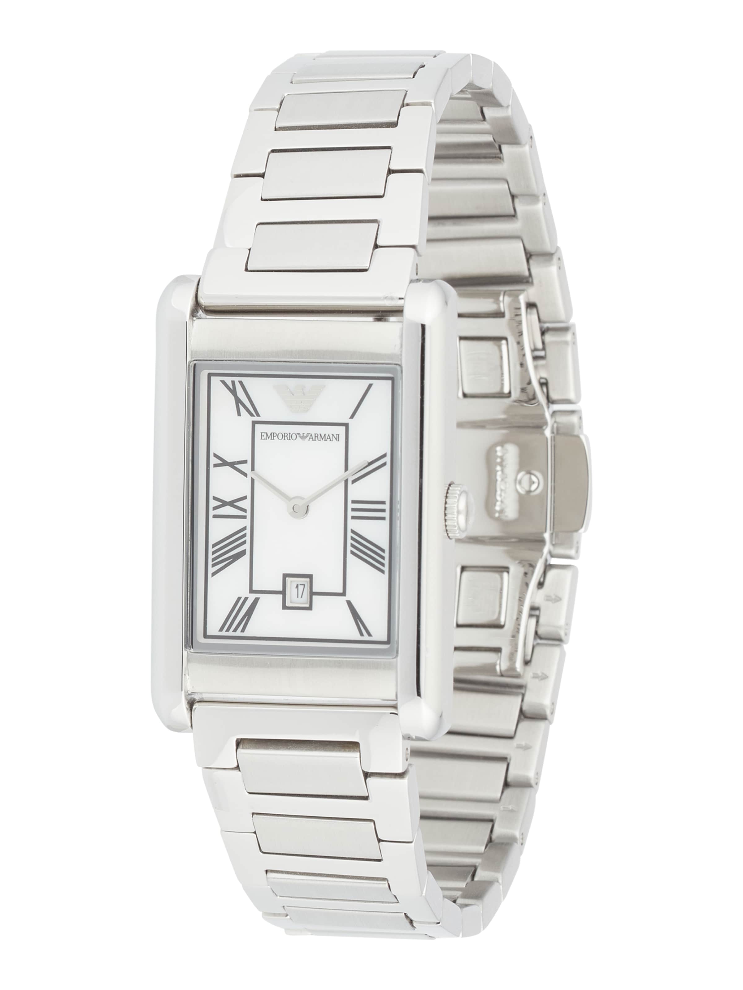 Ceas analogic de la Emporio Armani pe argintiu: față