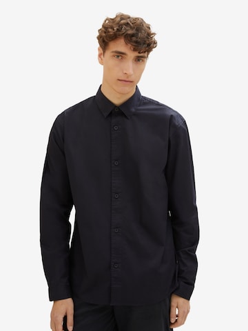 TOM TAILOR DENIM Regular fit Button Up Shirt in Black: front