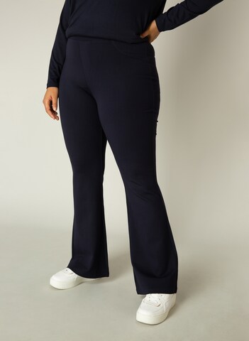 BASE LEVEL CURVY Flared Pants 'Allie' in Blue: front