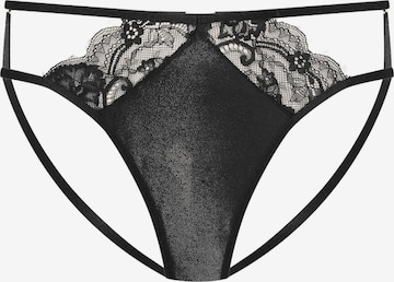 ESOTIQ Panty 'Slip Wirls, dekorative Zierriemen, Streifenmuster, glatte Microfaser' in Schwarz: Vorderseite