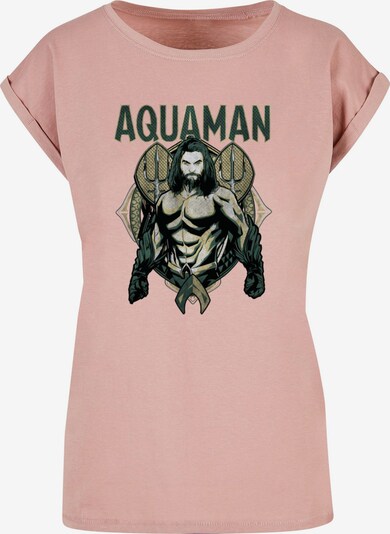 ABSOLUTE CULT T-shirt 'Aquaman - Scales' en vert / sapin / rose / noir, Vue avec produit