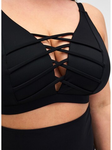 Swim by Zizzi Trikó Bikini felső 'Stris' - fekete