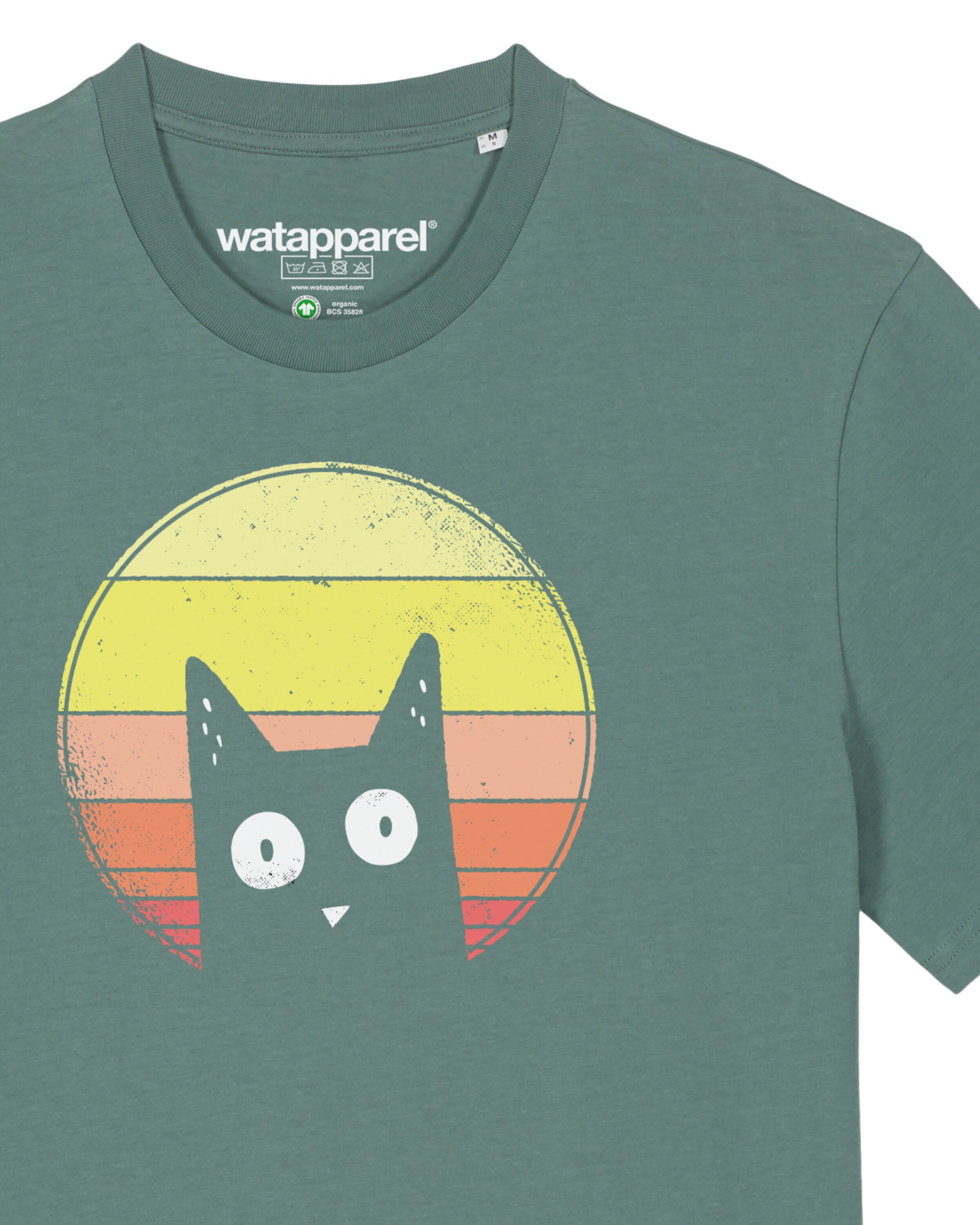 T-Shirt ' Sunset Cat ' Watapparel en vert